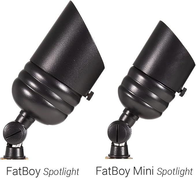 VOLT Fat Boy 12V Brass Outdoor Mini Spotlight (Black) with 5W 2700K Warm White 400 Lumen MR16 LED Bulb for Low Voltage Landscape Lighting of Yard, Lawn, Garden, Patio, Trees & House