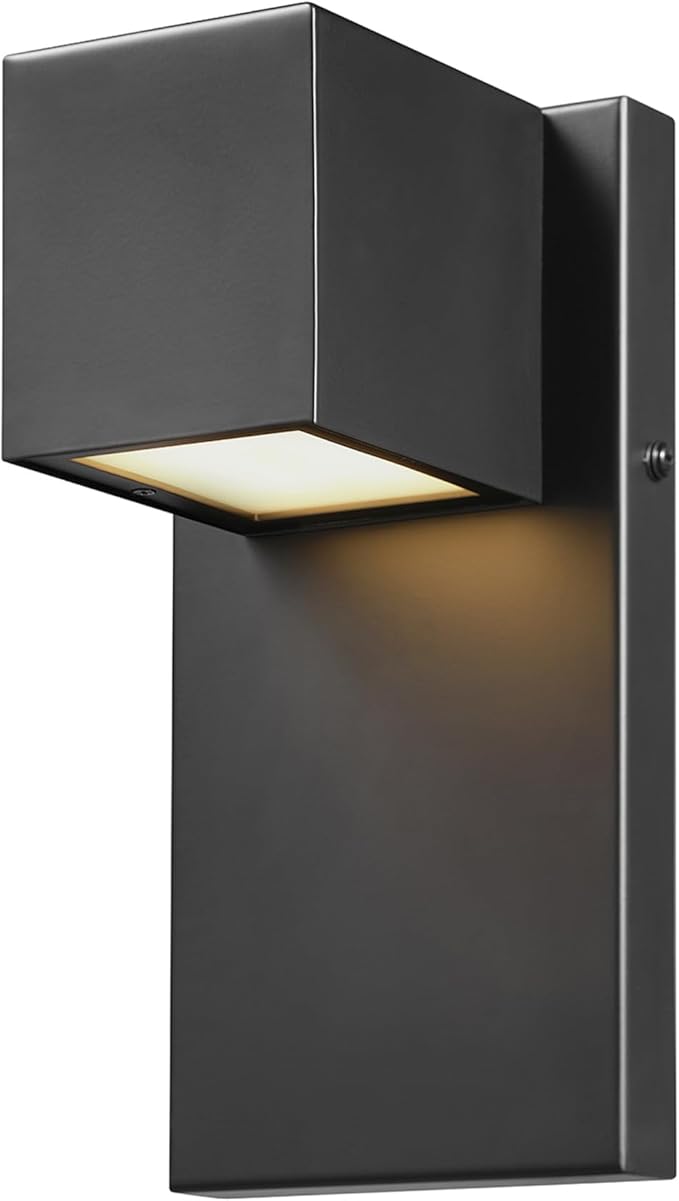 Globe Electric 17W Integrated LED Outdoor Wall Sconce, Matte Black, 650 Lumens, 2700K, Dimmable, Weather Resistant, 60000124