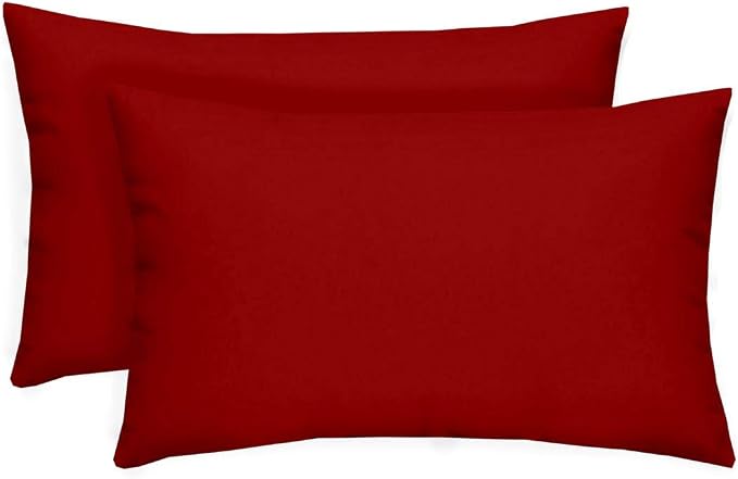 RSH Décor - Jumbo Lumbar Throw Pillows – Set of 2 | 26" x 16" | Indoor Outdoor Use – Patio, Lounge, Adirondack, Deck | Water & Fade-Resistant | Includes Down-Alternative Inserts | Heritage Red