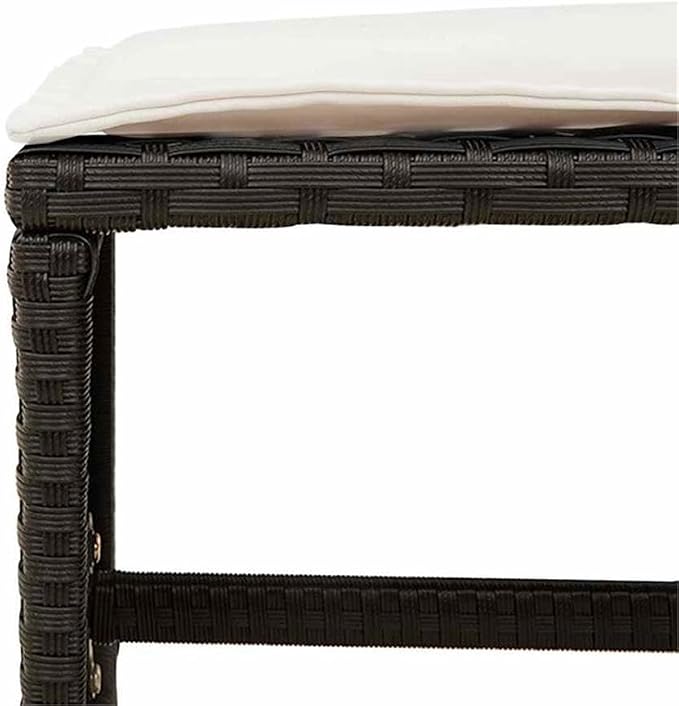 Afuera Living 9 Piece Poly Rattan Garden Dining Set, Black and Cream White, Weather-Resistant Furniture, Cushioned Seats with Removable Covers, Modern Patio or Terrace Outdoor Dining Set for 8 Guests