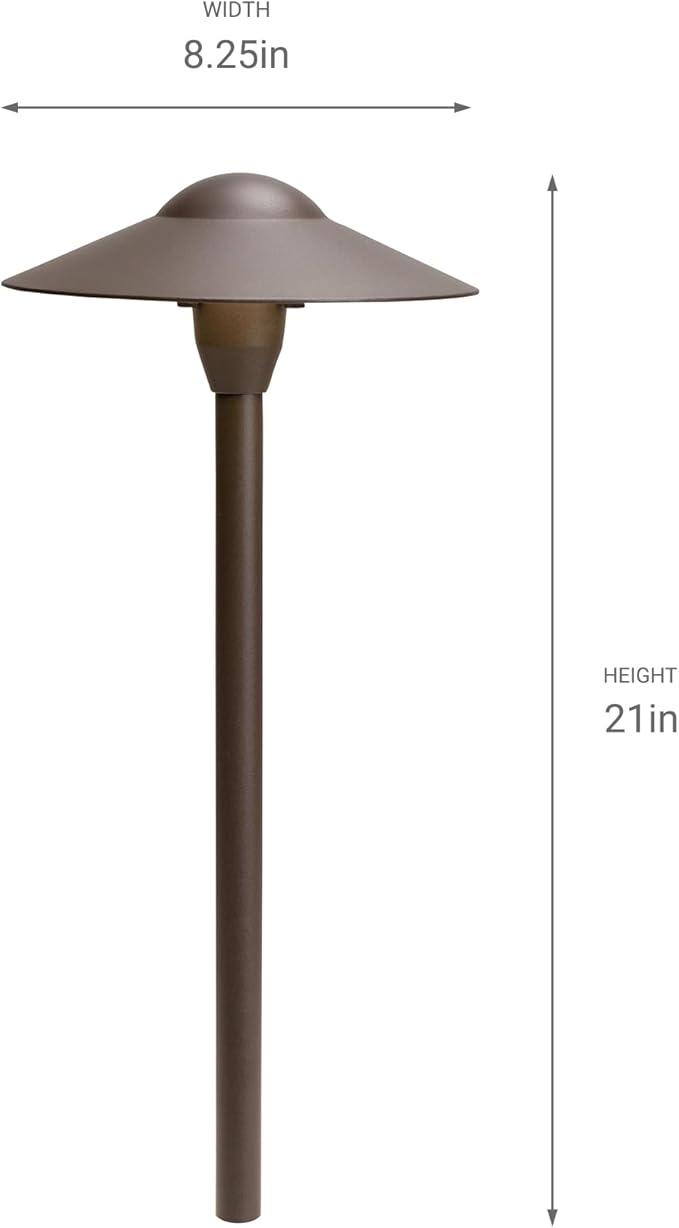 Kichler 8" Outdoor LED Path Light in Textured Architectural Bronze , 12V Adjustable Exterior Dome Light, (8.25" W x 21" H), 15310AZT