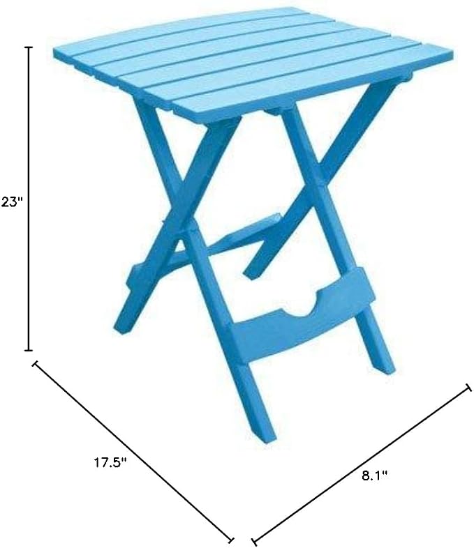 Adams QuikFold Pool Blue Classic Adirondack Rectangular Polypropylene Folding Side Table