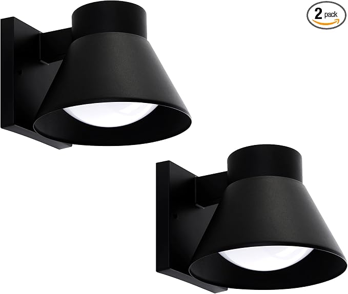 UME 2 Pack LED Outdoor Wall Light Fixtures, Black Front Porch Lights Wall Mount Lighting, Exterior Waterproof Wall Lantern Light Fixture Anti-Rust Farmhouse Wall Sconce for Patio, Doorway, Garage