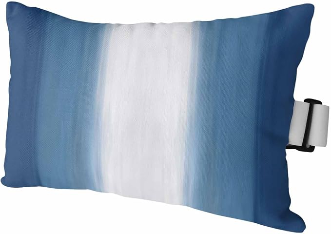 Outdoor Lumbar Pillow Set of 1, Navy Blue Striped Waterproof Beach Headrest Pillow with Inserts, Blue White Ombre Farmhouse Gradient Recliner Throw Pillows for Patio Furniture, 11 x 16