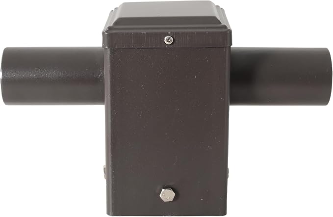 180 Degree Square Horizontal Tenon Adaptor with 2 Arms for 4 inch Square Pole, 2 Horizontal Mounting Bracket with Accessories Pole Light Adapter, Bronze Steel, Slip Fitter Mount Converter