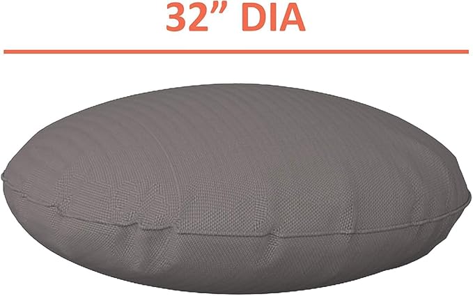 Covers & all Round Pillow Cover, Weather & UV Resistant Water Repellant Protector for Pillows Home Office Living Room Decor Chair Sofa Couch, with Zippers (32" Diameter x 5" H, Charcoal Gray)