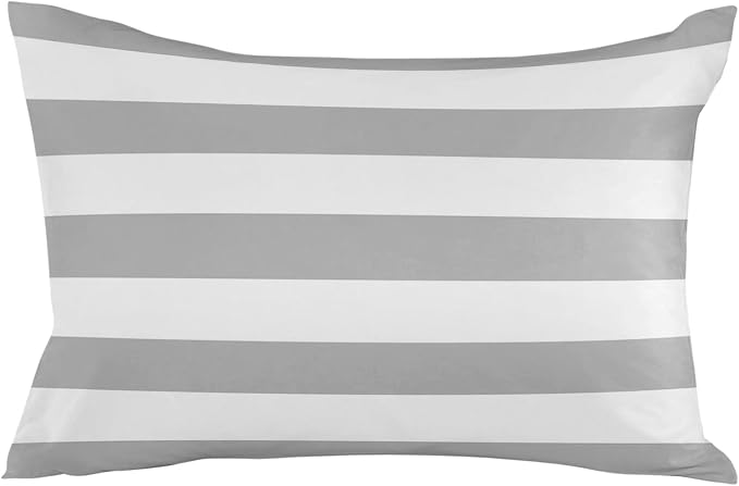 Outdoor Waterproof Throw Pillow Covers Set of 2 Grey White Stripe Lumbar Pillowcases 20x12 Inches Simple Style Striped Decorative Pillows Cushion Case Patio Pillows for Couch Bed Chair Garden