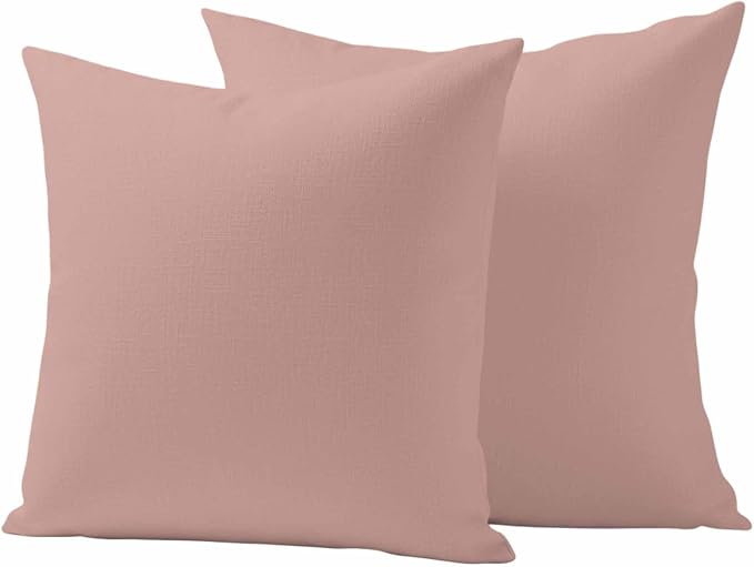 Outdoor Pillow Covers 20 x 20 Inches, Pink Pure Color Waterproof Throw Pillow Cover Set of 2, Aesthetics Contemporary Luxury Decorative Square Cushion Covers for Patio/Couch/Garden