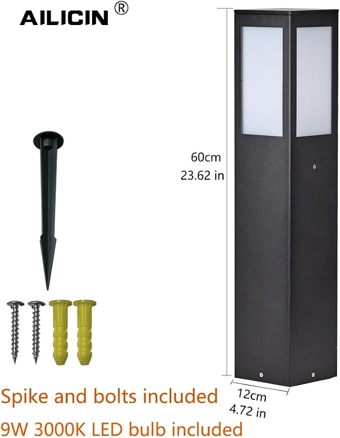 Outdoor Path Light, Post Lights,LED Bollard Lamp for Walkway, Garden, Yard (24 inches)