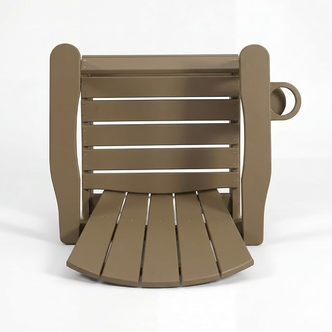 WILLIAMSPACE Patio Bar Chair Bar Stool, Outdoor All Weather HDPE Height Adirondack Chair with Armrests & Cup Holder, 1-Piece Counter Height Chair for Pool, Garden, Kitchen, ONLY 1 Chair (Brown)