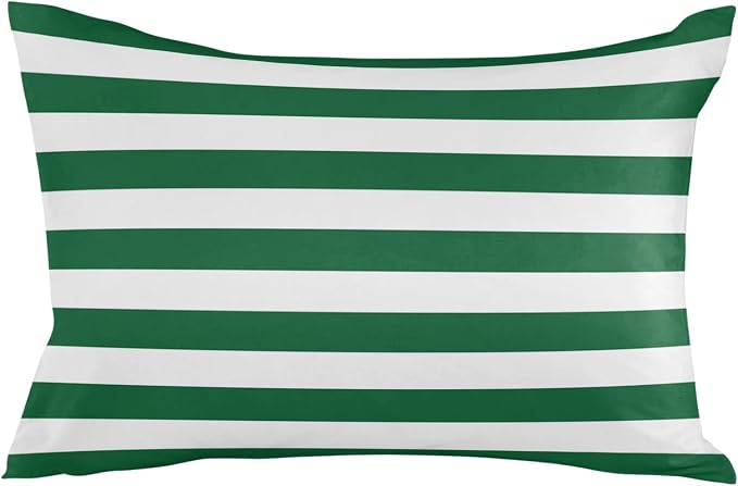 Outdoor Throw Pillow Cover Green White Geometric Striped Waterproof Cushion Covers 2 Pack Xmas Color Striped Pillow Cases Home Decoration for Patio Garden Couch Sofa 20x12In