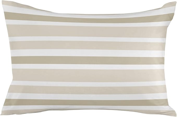 Outdoor Waterproof Lumbar Throw Pillow Covers Set of 2 Khaki Beige Stripes Decorative Outdoor Pillows Cushion Case 20x12 Inch Classic Striped Patio Pillows for Couch Sofa Bed Garden Home Decor
