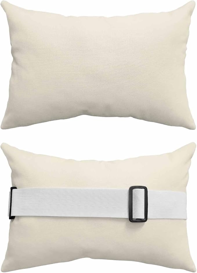 DecorLovee Cream Outdoor Recliner Pillows for Head, Modern Pure Cream Waterproof Chair Pillow with Elastic Stripe, Farmhouse Chaise Lounge Headrest Pillow for Patio/Beach/Pool 1Pack, 11"x16"