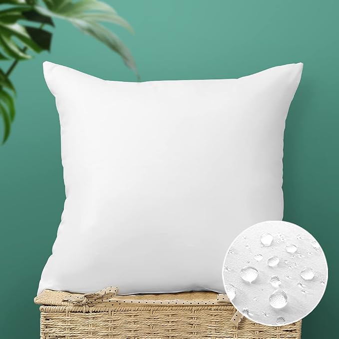OTOSTAR Outdoor Throw Pillow Inserts - Pack of 1 Water Resistant Cushion Inner Pads for Patio Garden Coffee House Decorative Waterproof Pillow Inserts 16x16 Inch -White