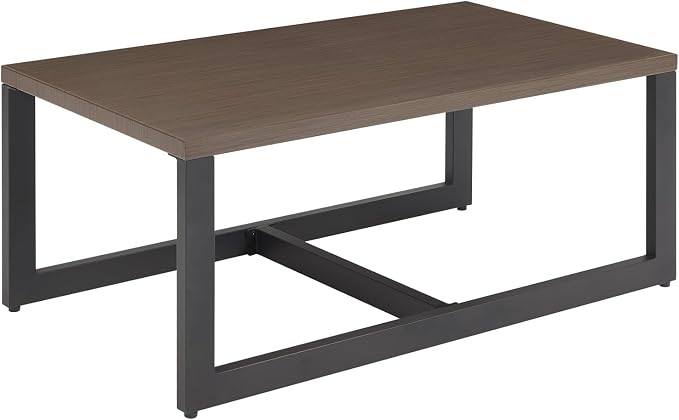 Belord Outdoor Coffee Table for Patio: Metal Heat Transfer Top Patio Coffee Table with Storage, Anti-Rust Frame Rectangular Modern Outdoor Table Furniture (48" W, Brown)