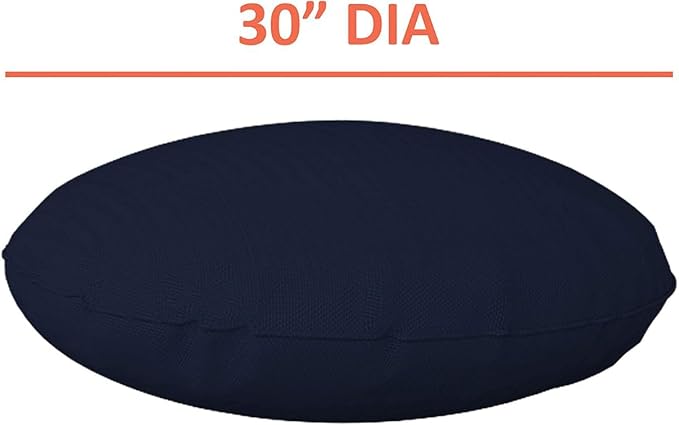 Covers & all Round Pillow Cover, Weather & UV Resistant Water Repellant Protector for Pillows Home Office Living Room Decor Chair Sofa Couch, with Zippers (30" Diameter x 5" H, Navy Blue)