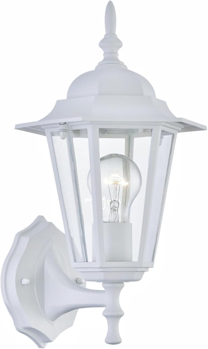 WISBEAM White Outdoor Wall Lantern, Outdoor Wall Sconce for House Porch Lighting Fixture, E26 Base 60W Max, Metal Housing Plus Glass, Wet Location Rated, ETL Qualified, Bulbs not Included