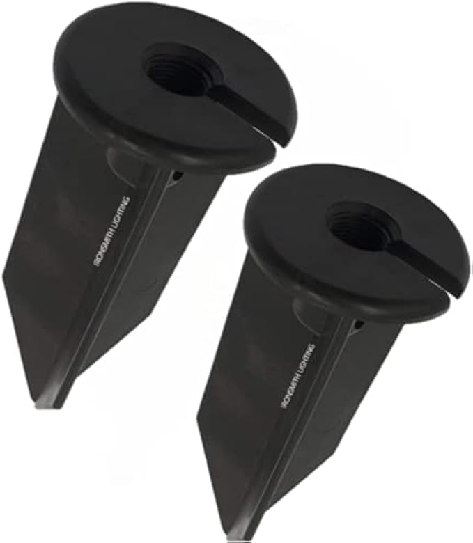 8" Outdoor Light Stake in Black Finish - Support Light Fixture Spikes, Universal Use, Resin Materials, Side Wireway (2 - Large Spike with Wireway)