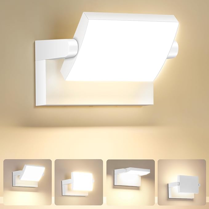 Outdoor LED Wall Light 40W White Flood Lights 350°Rotation Exterior Lighting Fixture Commercial Security 3000K Waterporof for Barn Yard Garage Building Area Backyard