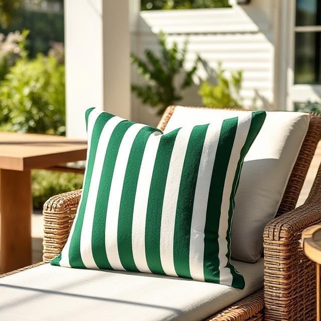 RSH DECOR Indoor Outdoor Sunbrella Decorative Set of 4 Fabric Throw Toss Pillows, Mason Forest Green, 2-20x20 and 2-12x20, Water and Weather-Resistant Outdoor Pillows - Made in USA