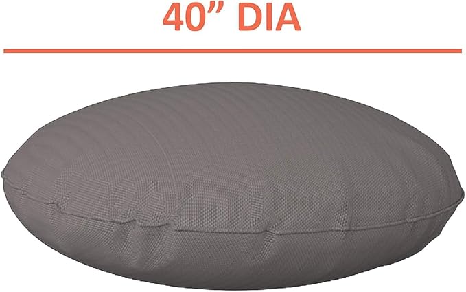 Covers & all Round Pillow Cover, Weather & UV Resistant Water Repellant Protector for Pillows Home Office Living Room Decor Chair Sofa Couch, with Zippers (40" Diameter x 5" H, Charcoal Grey)