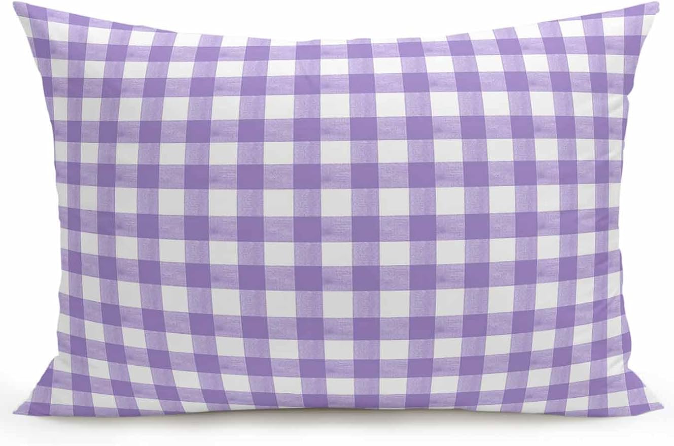 Outdoor Waterproof Throw Pillows Purple White Checkered Plaid Patio Pillows,Decorative Pillow Covers with Insert,Pillow Cushion Case for Garden Couch Sofa Gradient Buffalo Check