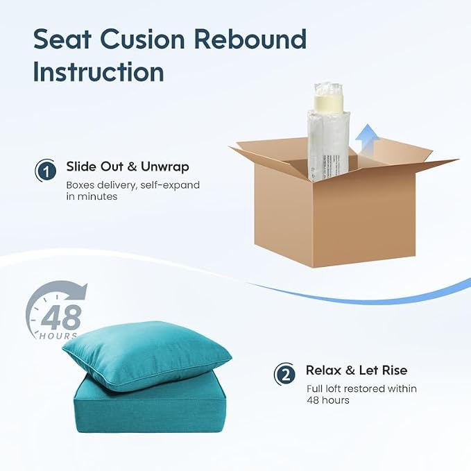 Luxury 22*24*6in Outdoor Patio Cushions, 6 Pieces Teal Outdoor Cushion | 6'' Thick Outdoor Cushions, Water-Resistant, Reversible, Removable Cover, for Patio Chairs Sofa Couch Loveseat