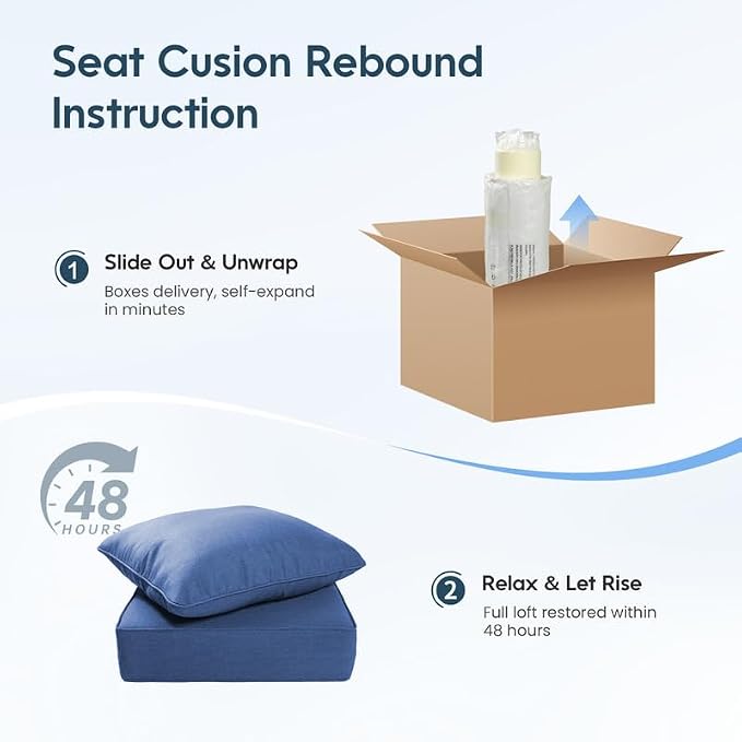 Luxury 22*24*6in Outdoor Patio Cushions, 6 Pieces Navy Blue Outdoor Cushion | 6'' Thick Outdoor Cushions, Water-Resistant, Reversible, Removable Cover, for Patio Chairs Sofa Couch Loveseat