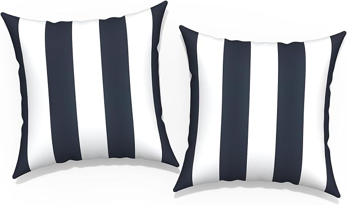 Outdoor Pillow Covers for Patio Furniture 20x20 Inch, Decorative Patio Throw Pillow Covers Set of 2, Modern Square Cushion Cases for Porch Garden Home Office, Cabana Navy