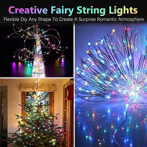 2 Pack 100 LED Fairy Lights Battery Operated with Remote, 33 FT Multicolor | Cuttable, 8 Modes, Memory, Dimmable, Waterproof Battery String Lights with Timer for Indoor Outdoor, Christmas Decorations