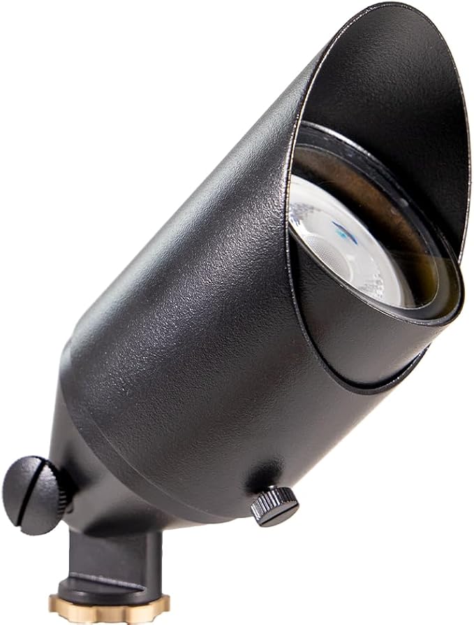 VOLT 12V Top Dog Outdoor Spotlight (Black) & 5W 3000K MR16 LED Bulb | Solid Cast Brass with Durable Powder Coating, 400 Lumens of Modern White Light, Ideal for Yard, Lawn, Garden, Trees & House