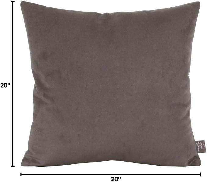 Howard Elliott Collection Fluffy Square Throw Pillow, Premium Stuffer Decorative Comfortable Sleeper Cushion, Soft Square Pillow Insert for Bedroom, Couch & Sofa, 20 x 20 Inch, Bella Pewter