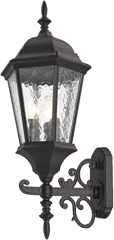 Livex Lighting 7561-14 Outdoor Wall Lantern, Black | Dimensions: 23.5" x 9.5"; Clear Beveled Glass Shades
