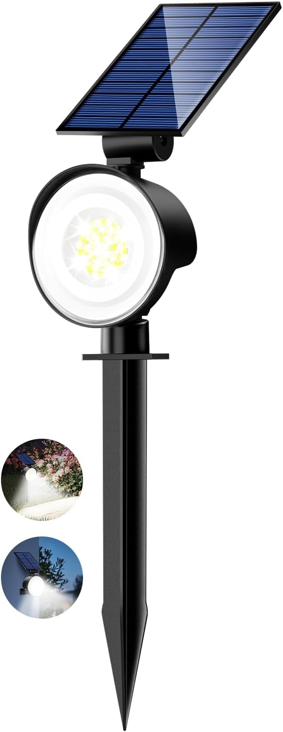 nipify Solar Sopt Lights Outdoor Waterproof, Landscape Spotlights | Cool White, 1 Pack/53 LED/3 Modes, Adjustable Solar Panels, Auto On/Off, Uplights Lighting for Outside Tree Yard Flag Garden