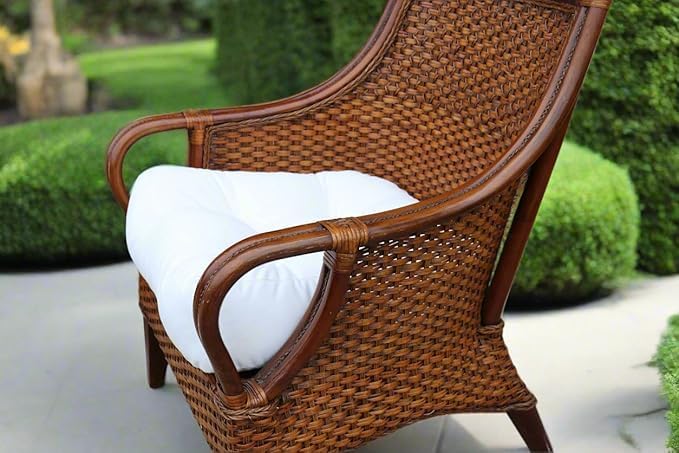 RSH DECOR: Sunbrella Tufted Wicker U-Shape Cushions Set of 2 | 19” x 19” | Water and Fade-Resistant Performance Fabric | Outdoor Seat Cushions for Patio Furniture | Canvas Aruba-Made in USA