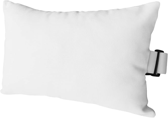 Outdoor Pillow for Lounge Chair with Strap & Insert Pure White Recliner Head Pillow Solid Color Waterproof Headrest Patio Lumbar Pillows for Beach Pool Office Chaise Chair 11x16 Inch