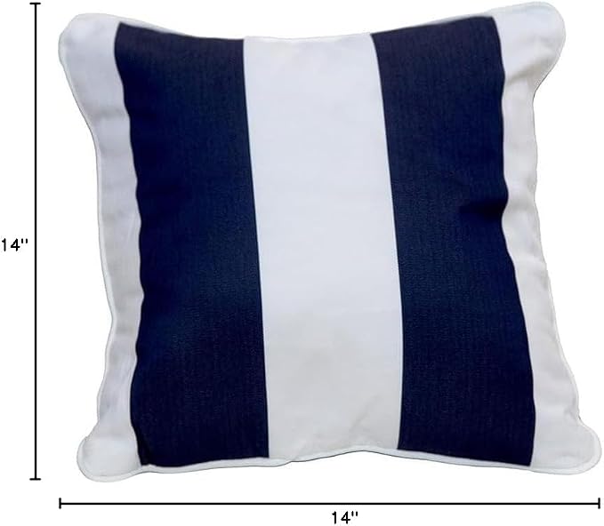 East Green 14 x 14 Waterproof Outdoor Pillow with Insert, Black Stripe - Premium Olefin Outdoor Accent Pillow for Patio Furniture