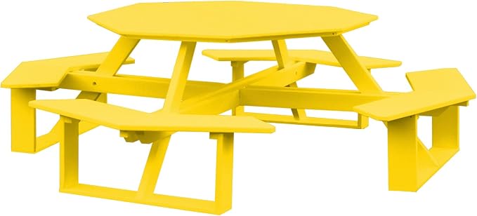 Furniture Barn USA Poly Lumber 54" Octagon Walk-in Table, Lemon Yellow