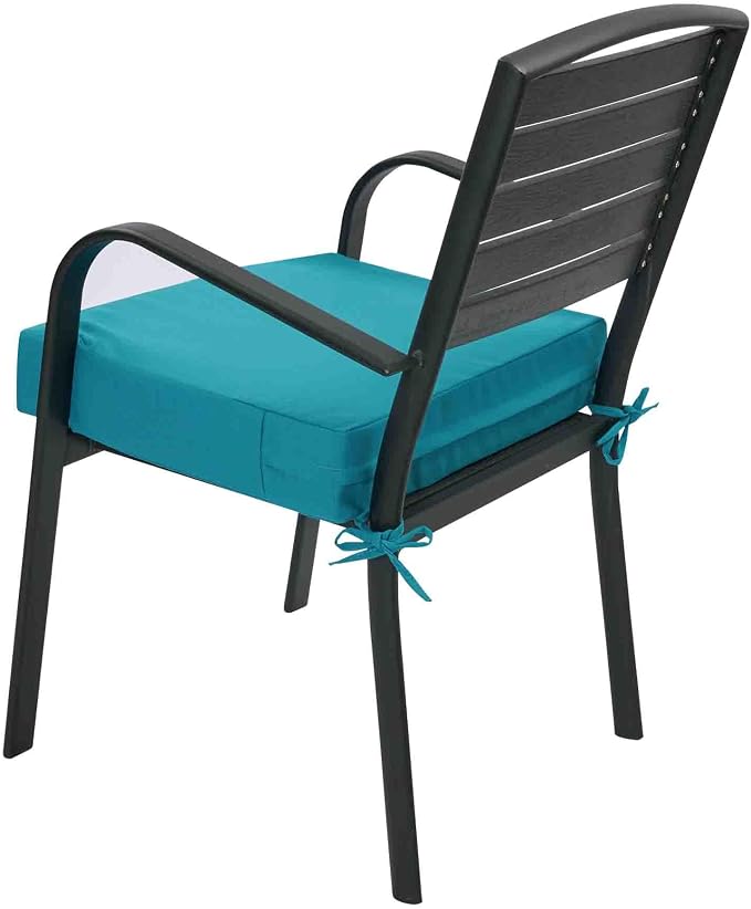 Magpie Fabrics Indoor Outdoor Cushion Cover Replacement 2 Pack, NO Insert! Water Repellent Slipcover with Ties Decor for Patio Garden Chair Sofa Bench Wicker(Teal Blue, 20x18x4 Inch)
