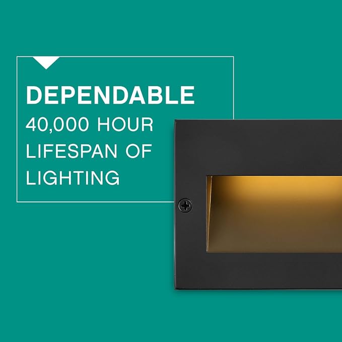 Hinkley Taper 12V Integrated LED Horizontal Step Light, Satin Black Finish | Recess Mount, Deck Light, Low Voltage, Landscape, Etched Glass, ADA, Outdoor, Aluminum, Wiring Kit Included, Easy Install