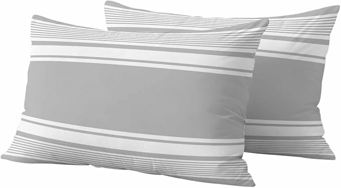 Vandarllin Outdoor Throw Pillows Covers 20x12 inch Set of 2 Waterproof Grey Stripes Decorative Zippered Cushion Covers for Patio Furniture, Striped Lines Lumbar Pillowcases