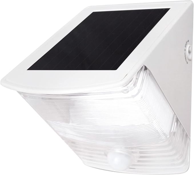 Maxsa 40234 Motion Activated Weatherproof Solar LED Wedge Light, White | No Wiring, Uses 2 LEDs, 100 Lm, Automatic or Always On Modes, Made of Plastic, Wedge Wall or Floor Mounted, Weatherproof