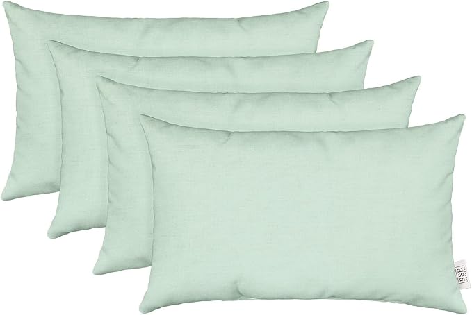 RSH DECOR: Sunbrella Lumbar Throw Pillows Set of 4 | 20" x 12" | Water and Fade-Resistant Performance Fabric | Outdoor Pillow Covers with Down-Alternative Inserts | Canvas Spa