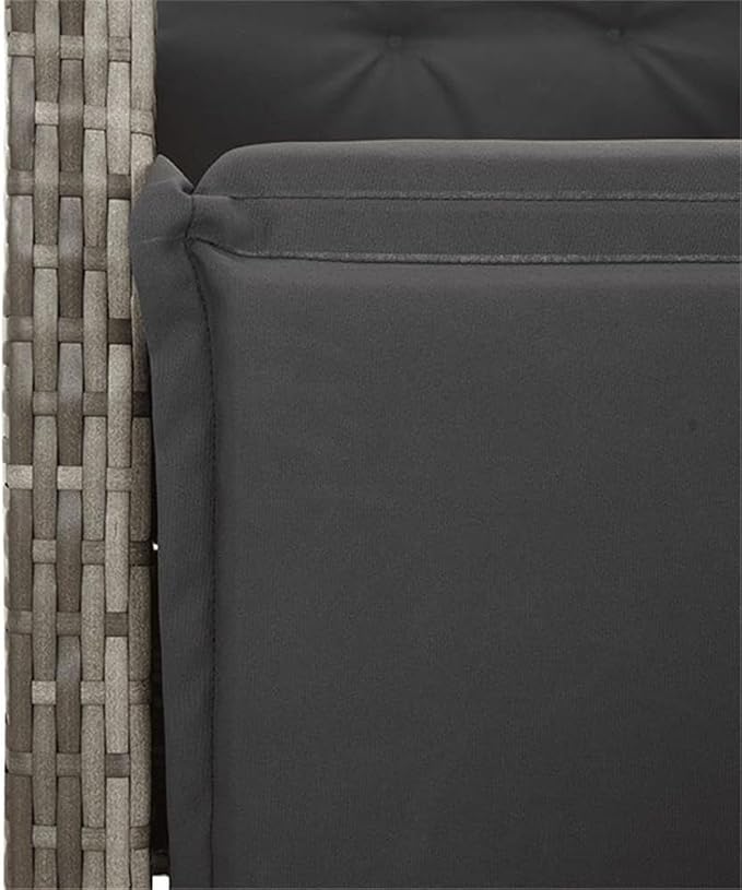 Afuera Living 5-Piece Poly Rattan Garden Dining Set, Gray, Powder-Coated Steel Frame, Acacia Wood Accents, UV-Resistant Material with Removable Cushion Covers, Modern Patio Furniture for Outdoor