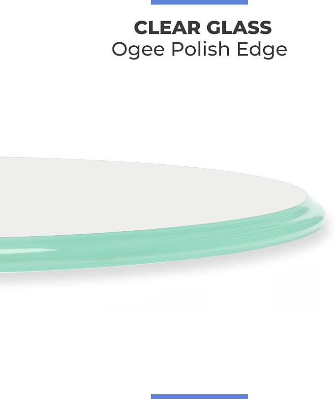 Round Clear Tempered Glass Table Top 36 Inch with 1/2 Inch Thick Ogee Polished Edge Ideal for Tables Desks Workspaces and Outdoor Furniture by Fab Glass and Mirror
