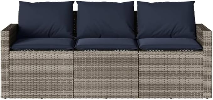 2 Piece Patio Dining Set Gray Poly Rattan with Cushions | Acacia Wood Tabletop, Powder-Coated Steel Frame, Removable Washable Cushion Covers