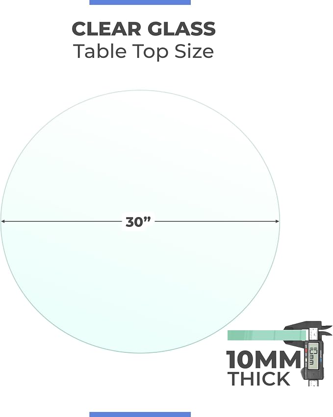 30" Inch Round Glass Table Top 3/8" Thick Tempered Beveled Edge by Fab Glass and Mirror