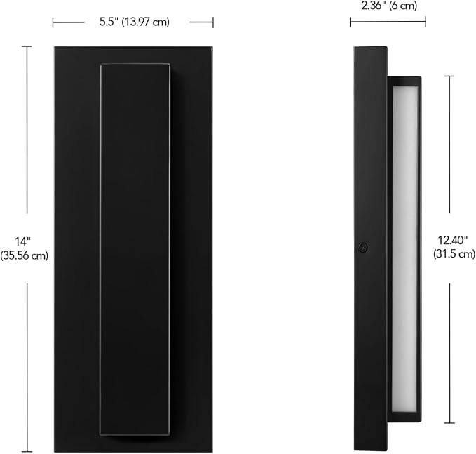 Globe Electric 60000172 15W LED Integrated Outdoor Wall Sconce, Matte Black, Frosted Acrylic, 600 Lumens, 2700 Kelvin, 90 CRI