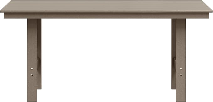 WestinTrends Ashore Outdoor Modern HDPE 66" Wide Rectangle Patio Dining Table for 6, Weathered Wood
