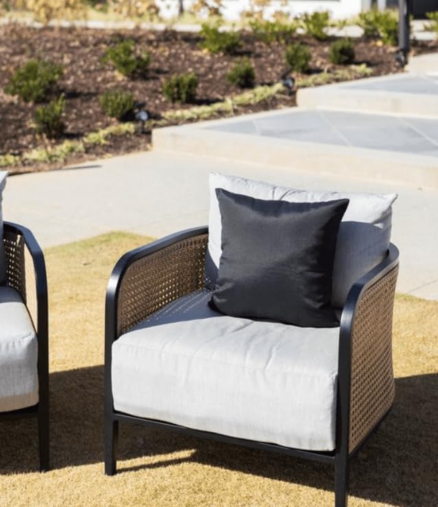 RSH DECOR: Sunbrella Lumbar & Square Pillows Set of 4 | 20" x 12" & 17" x 17" | Water and Fade-Resistant Performance Fabric | Outdoor Throw Pillows for Patio Furniture | Canvas Black